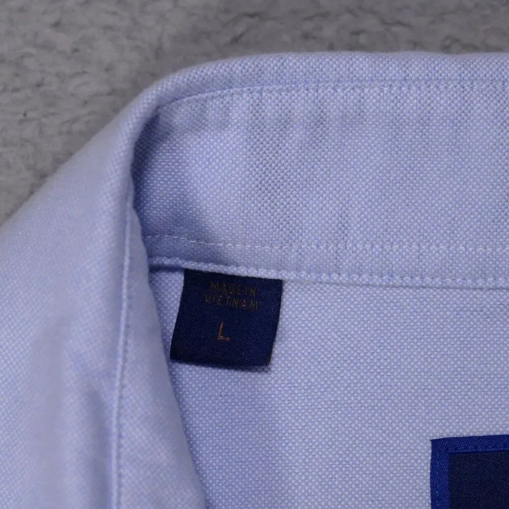 David Donahue Shirt Mens Large Blue Oxford Button Down Long Sleeve